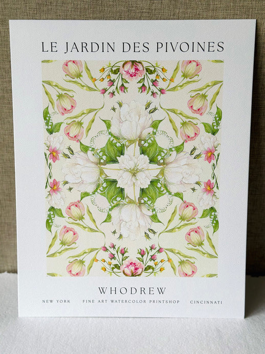 Le Jardin Des Pivoines, cream background