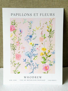 Papillons et Fleurs, pink background