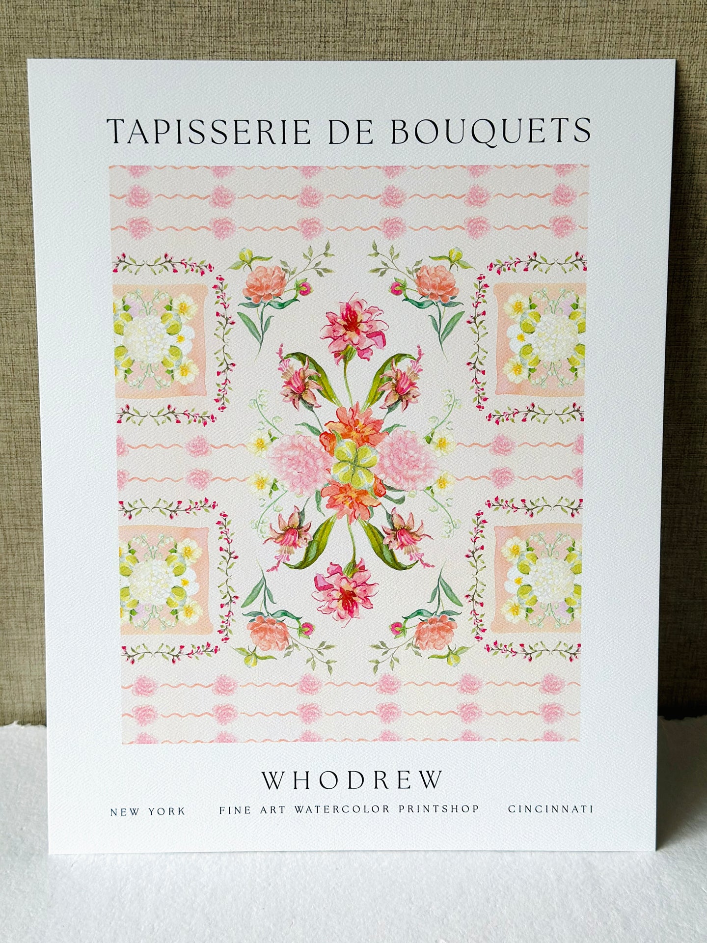 Tapisserie de Bouquets, Pink Background