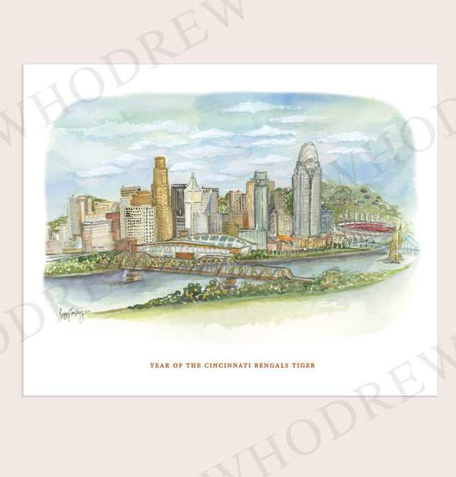 Cincinnati Skyline Print or Notecards